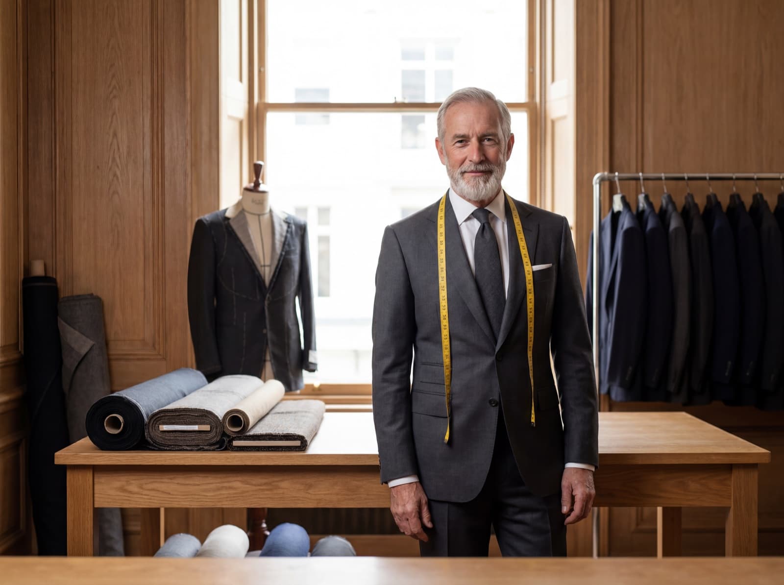 An independent tailor at work in their own studio
